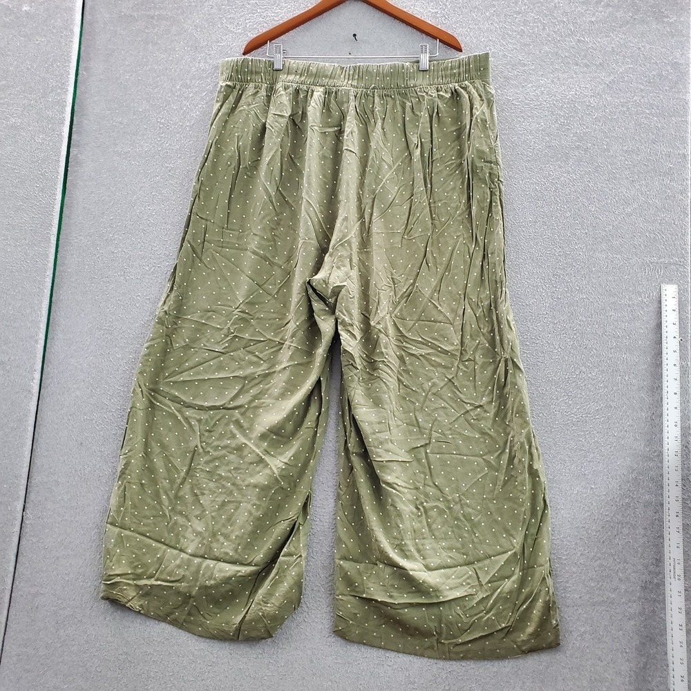 Torrid Women Pants 3 Green Polka Dot Wide-Leg Cropped 28" Inseam - Picture 9 of 10